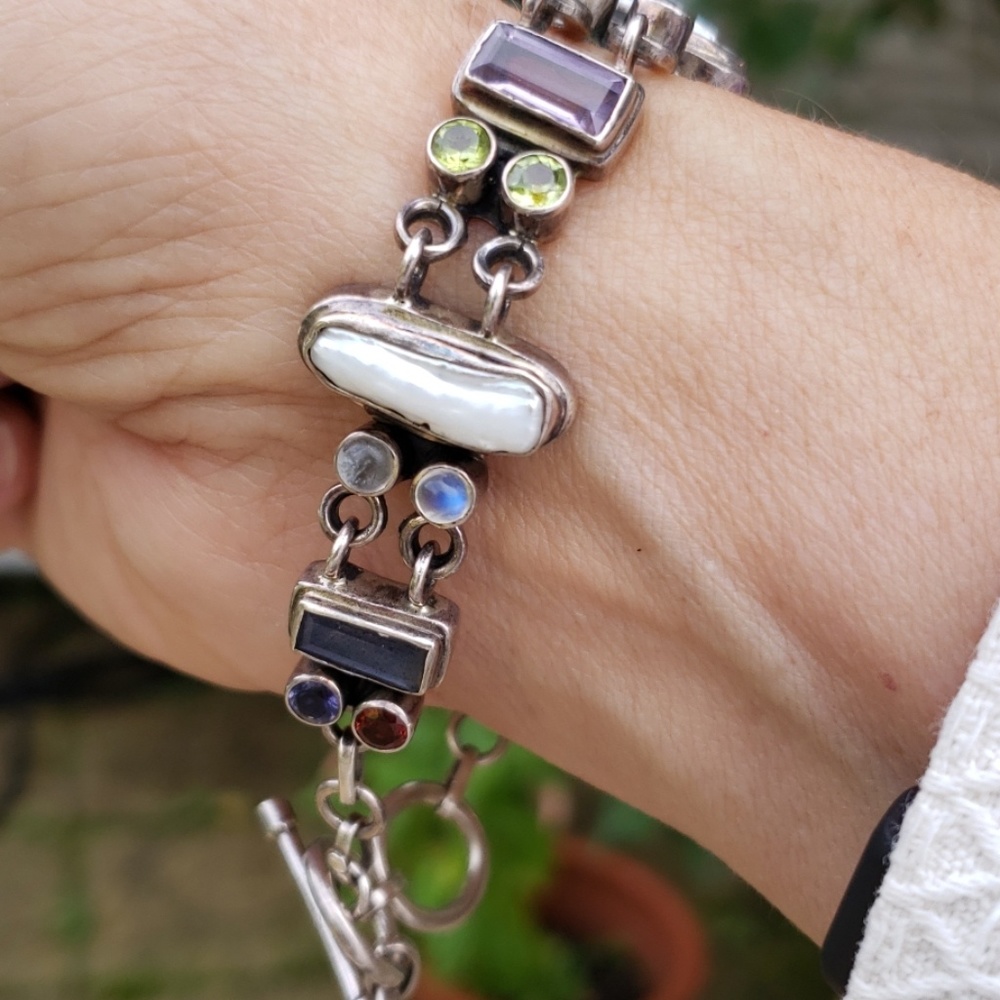 Artisan crafted silver toggle bracelet
